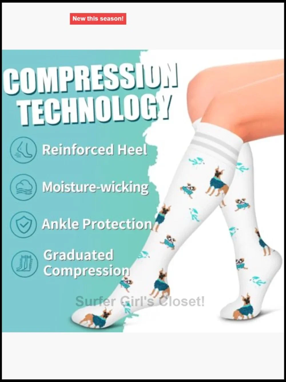 6 Pairs Graduated Compression Socks for Running Athletic Sports